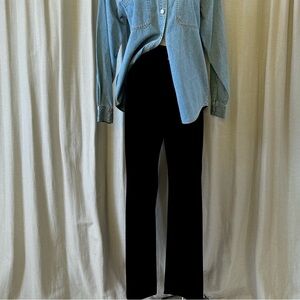 Flare Pant velvet straight black trouser pull on high waist cropped black